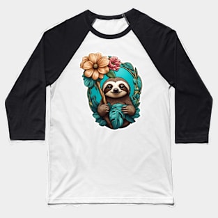 Sloth and flower Baseball T-Shirt